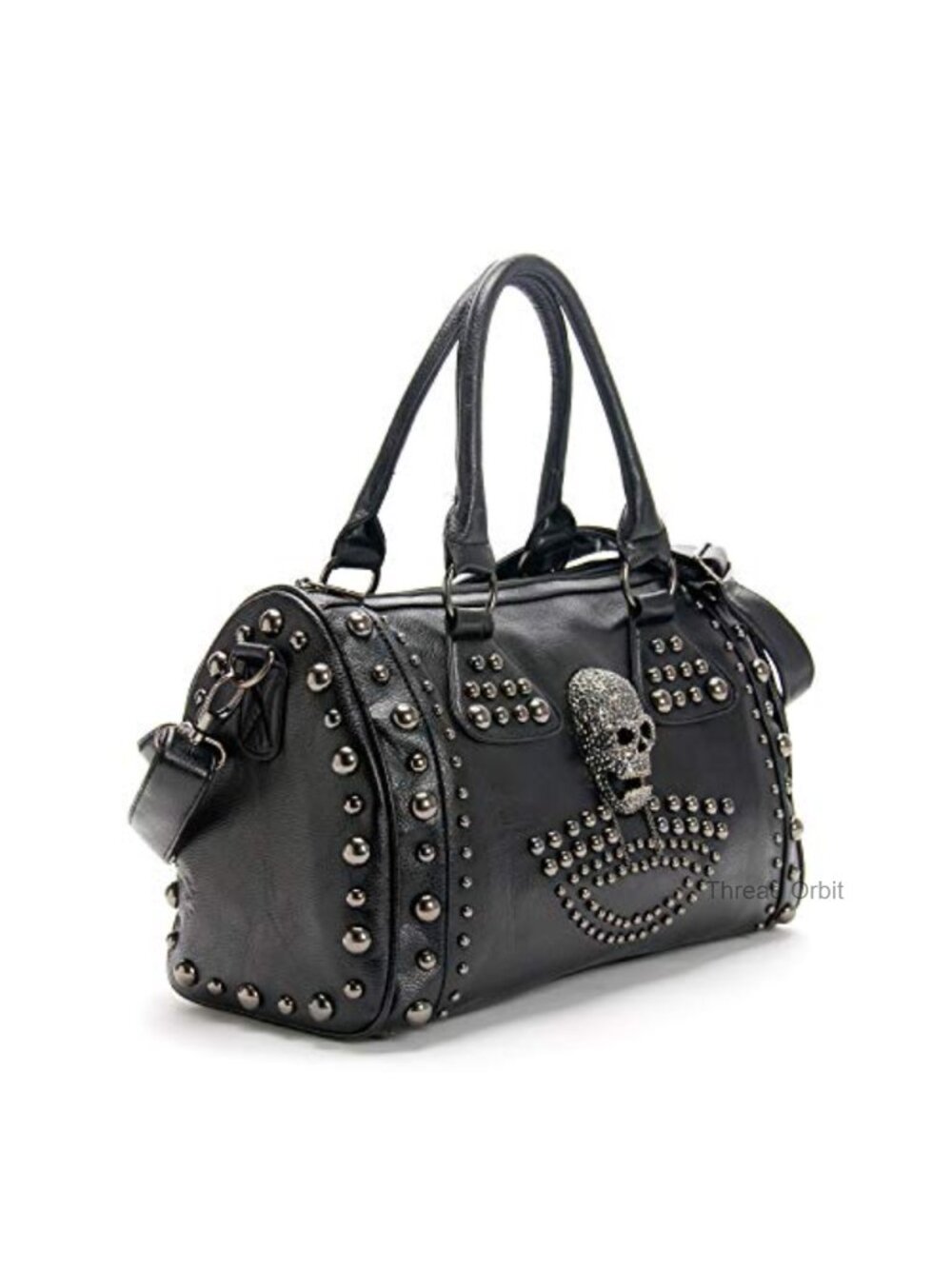 Faux Leather Studded Skull Shoulder Bag Large Capacity Gothic Handbag